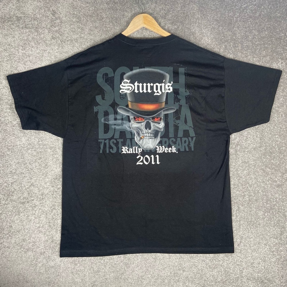 Sturgis South Dakota 2011 Rally Week Motorcycle Skull Mens 2XL XXL T-Shirt